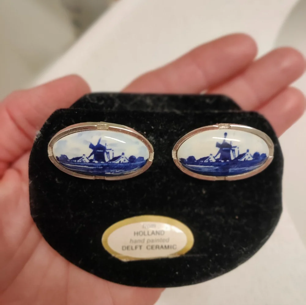 Vintage Delft Holland Porcelain Cufflinks